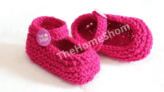 knitting easy baby bootiesmary jane bootiesshoesbootsslippersknitting in hindifor baby girls [upl. by Adilem]