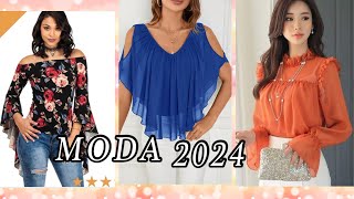 NUEVOS MODELOS Y DISEÑOS DE BLUSAS PARA LA MUJER MODERNA 2024 [upl. by Baily]