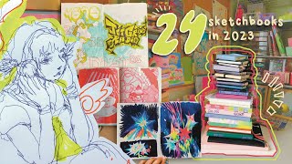 i worked in 24 sketchbooks in 2023 ✷ full sketchbook tour [upl. by Ynneb]