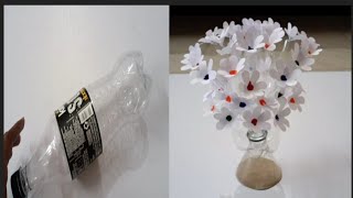 Plastic Bottle Flower Vase MakingHome Decor IdeasWaste Bottle Reuse Idea [upl. by Harelda]