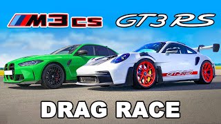 Porsche 911 GT3 RS v BMW M3 CS DRAG RACE [upl. by Garrity]