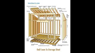 8x12 Lean To Shed Plans Blueprints [upl. by Ayihsa]