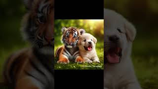 Adorable Baby Tiger Meets Playful Labrador Puppy 🐯🐶 CuteAnimals shorts [upl. by Nada898]