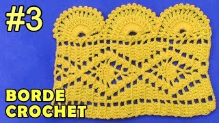 Borde 3 tejido a crochet fácil de hacer en punto pavo real con arañitas pequeñas [upl. by Ane66]