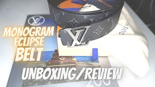 LOUIS VUITTON MONOGRAM ECLIPSE REVERSIBLE 40MM BELT UNBOXING REVIEW [upl. by Mendy]