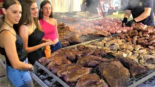 Italy Street Food Giant Fest Burgers Tbone Angus Grilled Meat Fiera dei Mangiari Mantova [upl. by Aratahc]