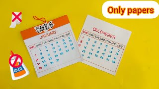 2024 Calendar Making  no glue paper craftsDIY  calendar making ideas 📆 2024🥳 [upl. by Ecienaj]