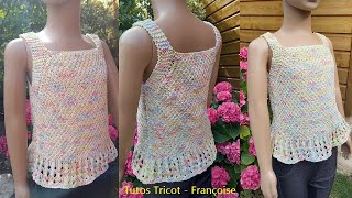 Tuto Tricot Top Enfant à bretelles de la taille 23 ans à 1012 ans création  Débardeur Enfant [upl. by Lurie165]