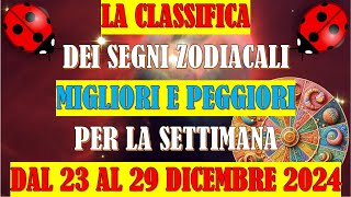 La Classifica dei Segni Zodiacali Migliori e Peggiori per la Settimana dal 23 al 29 Dicembre 2024 [upl. by Cynarra]