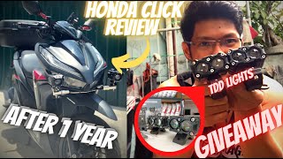 HONDA CLICK REVIEW AFTER 1 YEAR OF USING  TDD  4647 AUXILIARY GIVEAWAY  1 YEAR NA AKO SA YOUTUBE [upl. by Najib]