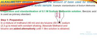 Non aqueous alkalimetry Standardisation of sodium methoxide by Shom Prakash Kushwaha India [upl. by Octave]