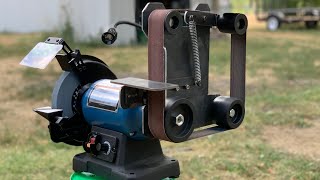 How to turn your HarborFreight bench grinder to a belt sander DIY [upl. by Ardien]