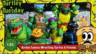 TMNT Adventures Wrestling Turtles Leatherhead and Mondo Gecko Figures [upl. by Hanfurd]