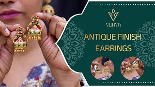 Latest Antique Finish Earrings Jewellery  Temple Earrings Design  Gold Matte Finish Jewellery [upl. by Llehsal]