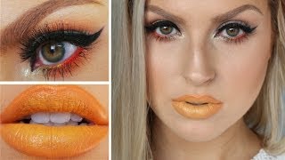 Yellow Lips Tutorial ♡ Neutral Eyes w Pop Of Red [upl. by Fugate]