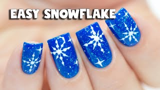 The Easiest Snowflake Nail Art [upl. by Einnahpets315]