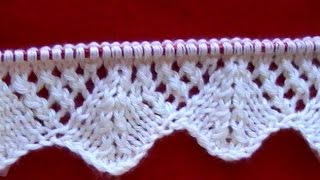 Como Tejer Borde en Encaje Free Knitting Patterns 2 agujas tricot palillos 116 [upl. by Ayetal767]