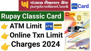 Pnb rupay classic debit card charges  Pnb rupay classic debit card limit per day 2024 [upl. by Aninad]