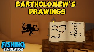 HOW TO DO THE BARTHOLOMEW’S DRAWINGS QUEST IN FISHING SIMULATOR 🐙🎣 [upl. by Hanima414]