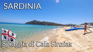 SARDINIA ITALY  Spiaggia di Cala Sinzias Castiadas  Beachwalk Video 4K [upl. by Eniamerej]