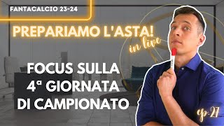 CONSIGLI ANALISI E PROBABILI FORMAZIONI DELLA 4ª GIORNATA GUIDA ASTA FANTACALCIO 202324  EP27 [upl. by Ennaitak]