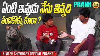 BIG RAT EATING 🐀 nimeshchowdarypranks telugupranks eatingratprank latesttelugupranks toppranks [upl. by Einnek506]