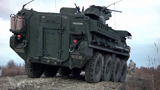 US Military Stryker 8x8 Wheeled Multirole Armored Fighting Vehicle [upl. by Sublett56]