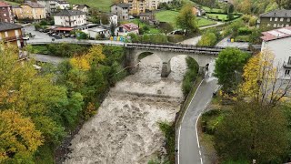 Fiumi in piena nel piacentino il drone in volo su Ferriere [upl. by Connett]