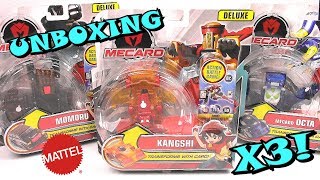 TRIPLE MECARD UNBOXING Kangshi  Octa  Momoru  Mecard by Mattel [upl. by Lianna]