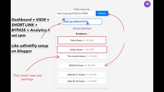 OG URL SHORT  Blogger Safelink with dashboard view  set cpm and user login page  analytics  earn [upl. by Cleve]