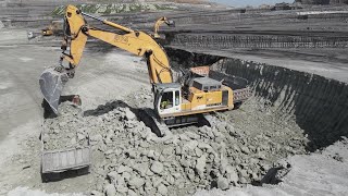 Five Liebherr amp Caterpillar Excavators Working On Huge Mining Site  Aerial View  Ascon Ltd [upl. by Nomelc]