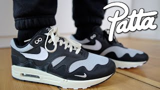 NIKE AIR MAX 1 PATTA WAVES BLACK WHITE  HOW GOOD IS THIS COLORWAY [upl. by Ijuy]