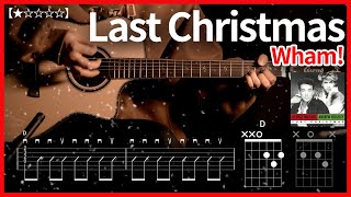 335근본 캐롤 Wham왬  Last Christmas라스트 크리마스 기타 【★☆☆☆☆】  Guitar tutorial ギター 弾いてみた 【TAB譜】 [upl. by Tugman]