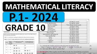 MEMO GRADE 10 MATHEMATICAL LITERACY PAPER1 FINAL EXAM MEMO PAPER 1 MATHEMATICAL LITERACY PAPER 1 [upl. by Ardnuasac122]