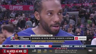 Kawhi Leonard 24 Pts talks after he lead Clippers beat Heat 121104 [upl. by Annahaj]