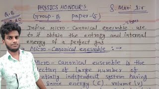 Microcanonical ensemble  entropy amp internal energy of a perfect gas or ideal gas [upl. by Stanislas]