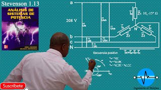 Stevenson 113 Voltajes y Corrientes de Línea y Fase Conexión Estrella  Secuencia de fases ABC [upl. by Tizes]