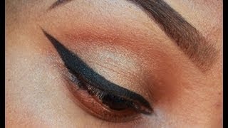 How to  Winged Eyeliner tutorial using NYX Cosmetics gel eyeliner Requested [upl. by Annaihr624]