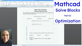 PTC Mathcad Prime  Solve Blocks  Part 2  Optimization [upl. by Vetter]