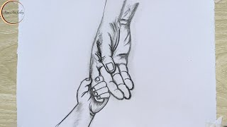 How to draw holding hands pencil sketch  hands drawing [upl. by Hobart249]