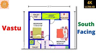 Vastu South Facing House Plan With Interior 25 X 44  1100 SqFt  122 SqYds  102 SqM [upl. by Emie]