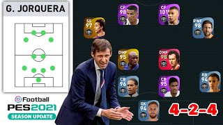 G JORQUERA 424 FORMATION MANAGER REVIEW TACTICS TIPS amp TRICKS  PES 21 MOBILE [upl. by Nyrehtac153]