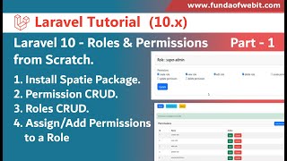 Part 13 How to Install amp Create Spatie Roles and Permissions CRUD from Scratch in Laravel 10 [upl. by Gustafson]