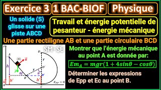 Travail et énergie potentielle de pesanteur  Exercice 3  Solide se déplaçant sur une piste ABCD [upl. by Meesan778]