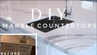 DIY MARBLE COUNTERTOP TRANSFORMATION  HowTo Epoxy [upl. by Eenot]