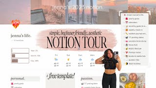 notion tour  FREE template❤️‍🔥simple aesthetic beginnerfriendly amp using a reg planner postgrad [upl. by Branham]