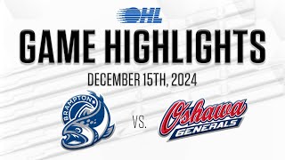 OHL Highlights Brampton Steelheads  Oshawa Generals Dec 15 2024 [upl. by Lorenz918]