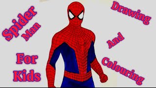 How to Draw Spiderman  Easy Spiderman Drawing for Kids and Toddlers  Easy Spiderman Colouring [upl. by Estes]