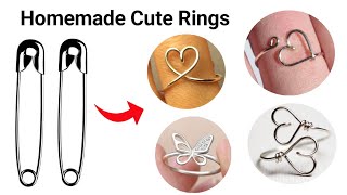 safety pin ring idea how to make rings diy rings homemade rings ideascouple love ring youtube [upl. by Eelir675]