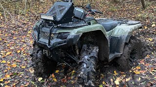 Honda Rancher 420 On 32s In Thick Mud With No Gr [upl. by Sotos]